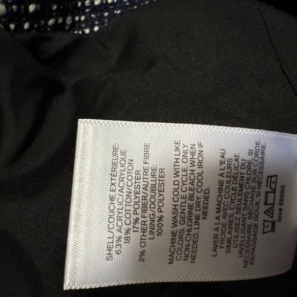 Express Navy and White Tweed Double-Breasted Coat - Picture 10 of 11